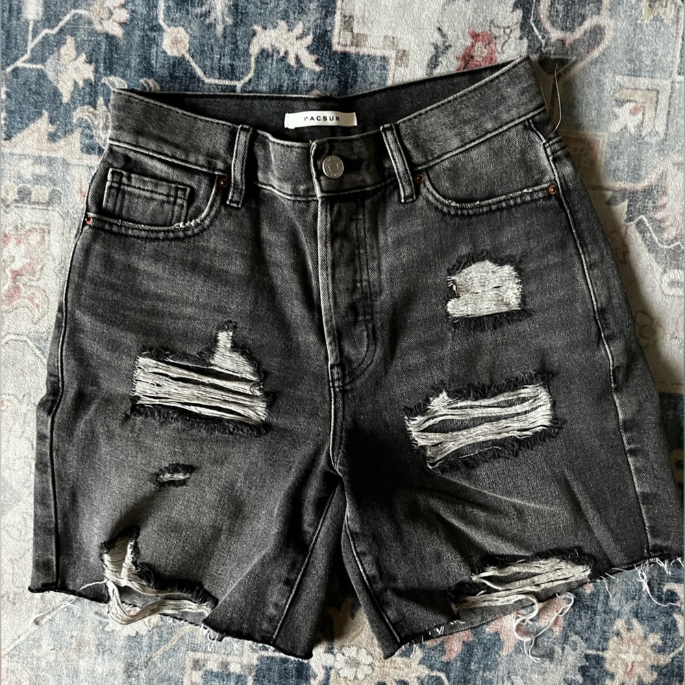PacSun High Rise Black Denim Shorts